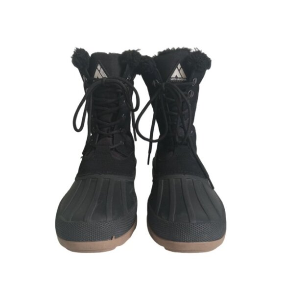 Mishansha Black Knight Faux Fur Lace Up Waterproof Snow Boots Men's Size 11 - Picture 1 of 12